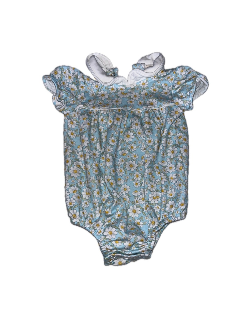 Baby club chic Daisy Print Ruffle One-Piece Bodysuit in Light Blue